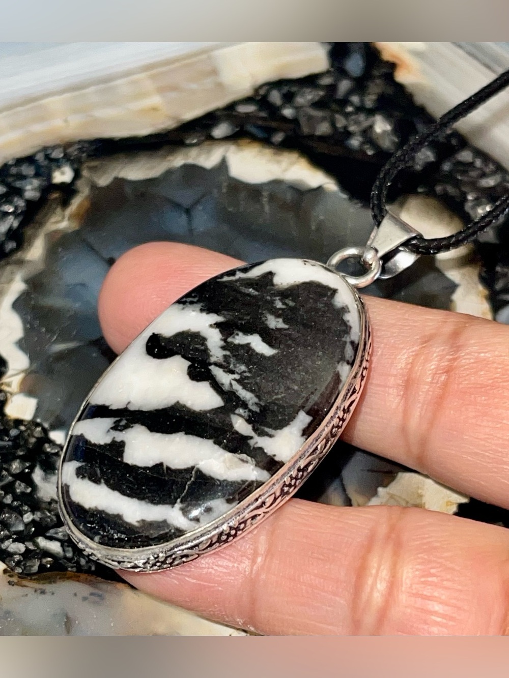White Buffalo Turquoise Crystal Pendant 2 1/4”